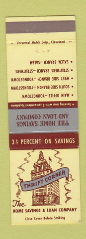 Matchbook Cover - Home Savings and Loan Salem Struthers Youngstown OH