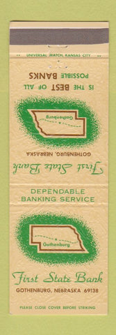 Matchbook Cover - First State Bank Gothenburg NE