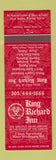 Matchbook Cover - King Richard Inn Coral Gables FL