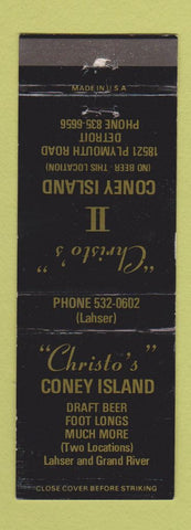 Matchbook Cover - Christo's Coney Island Detroit MI WEAR
