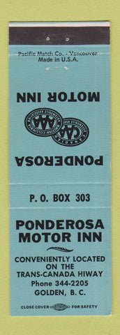 Matchbook Cover - Ponderosa Motor Inn Golden BC