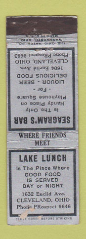 Matchbook Cover - Seagram's Bar Lake Lunch Cleveland OH WORN