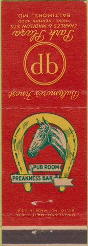 Matchbook Cover - Park Plaza Hotel Baltimore MD horse racing