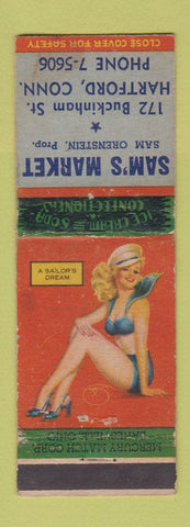 Matchbook Cover - Sam's Market Hartford CT pinup WEAR