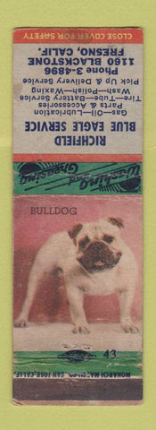 Matchbook Cover - Richfield oil gas Fresno CA Bulldog WORN