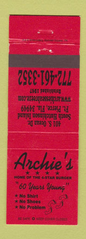 Matchbook Cover - Archie's Hamburgers Fort Pierce FL