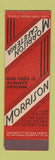 Matchbook Cover - Morrison Cafeterias CHAIN FL GA AL LA MS SAMPLE