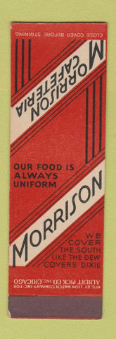 Matchbook Cover - Morrison Cafeterias CHAIN FL GA AL LA MS SAMPLE