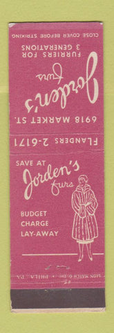 Matchbook Cover - Jorden's Furs Upper Darby PA girlie