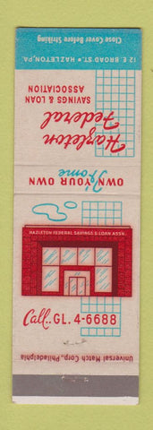 Matchbook Cover - Hazleton Federal Savings and Loan Hazleton PA