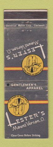 Matchbook Cover - Lester's Men's Clothes Mount Vernon OH WORN