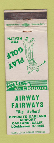 Matchbook Cover - Airway Fairways Oakland CA Golf WORN