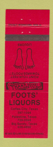 Matchbook Cover - Foots' Liquors Coffee City TX Palestine Big Sandy
