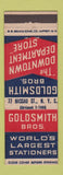 Matchbook Cover Goldsmith Bros Stationers New York City Department Store DD Bean