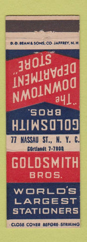 Matchbook Cover Goldsmith Bros Stationers New York City Department Store DD Bean
