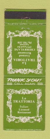 Matchbook Cover - La Trattoria Restaurant Auckland New Zealand