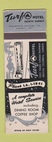 Matchbook Cover - Turf Hotel North Surrey BC SAMPLE