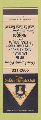Matchbook Cover - 911th Tactical Airlift Group Air Force Pittsburgh PA