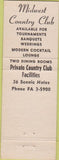 Matchbook Cover - Midwest Country Club Hinsdale IL