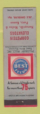 Matchbook Cover Pillsbury's Best Feeds Corpstein Elevators Perry Medina KS WEAR
