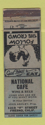 Matchbook Cover - National Cafe Fresno CA WEAR
