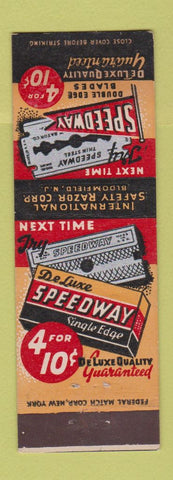 Matchbook Cover - Speedway Razor Blades Bloomfield NJ Federal