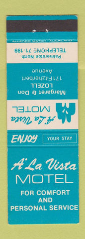 Matchbook Cover - A La Vista Motel Palmerston New Zealand