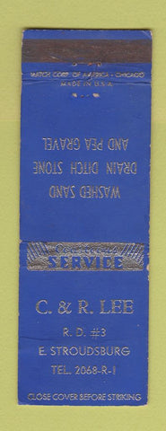 Matchbook Cover - C&R Lee Washed Sand Gravel East Stroudsburg PA WEAR