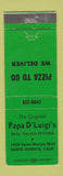 Matchbook Cover - Papa D' Luigi's Italian Restaurant Pizza Santa Monica CA WEAR