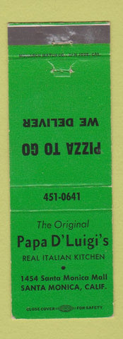 Matchbook Cover - Papa D' Luigi's Italian Restaurant Pizza Santa Monica CA WEAR