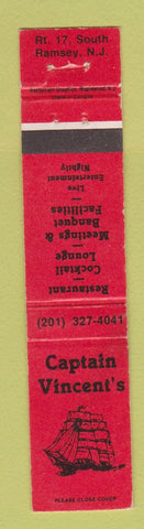 Matchbook Cover - Captain Vincent's Restaurant Ramsey NJ WEAR 12 Strike