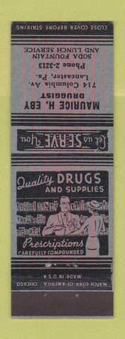 Matchbook Cover - Maurice Eby Drug Store Lancaster PA