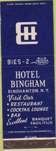 Matchbook Cover - Hotel Bingham Binghamton NY