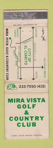 Matchbook Cover - Mira Vista Golf Country Cdlub El Cerrito CA WORN
