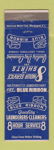 Matchbook Cover - Blue Ribbon Laundry Dry Cleaning Washington DC WEAR
