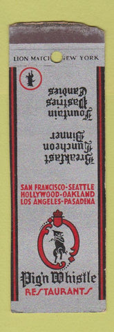 Matchbook Cover - Pig'n Whistle Los Angeles Hollywood SAMPLE POOR STRIKER