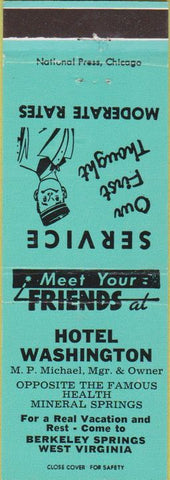 Matchbook Cover - Hotel Washington Berkeley Springs WV