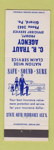 Matchbook Cover - CR Traut Insurance Girard PA