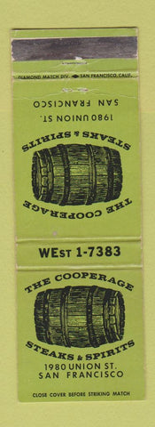 Matchbook Cover - Cooperage Steaks Spirits San Francisco CA WEAR