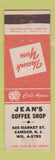 Matchbook Cover - Jean's Coffee Shop Camden NJ WEAR