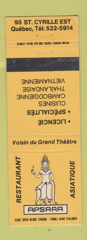 Matchbook Cover - Apsara Restaurant Quebec QC WEAR