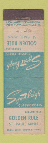 Matchbook Cover - Sport Leigh Coats Golden Rule St Paul MN midget