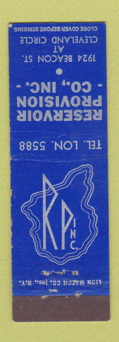 Matchbook Cover - Reservoir Provision  midget