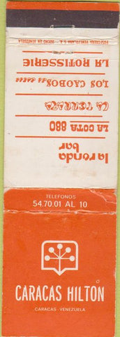 Matchbook Cover - Caracas Hilton Venezuela