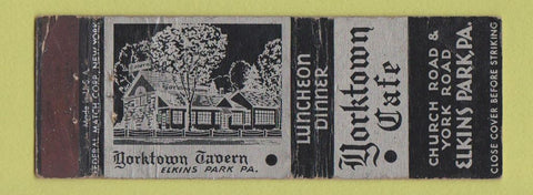 Matchbook Cover - Yorktown Cafe Elkins Park PA Federal WORN