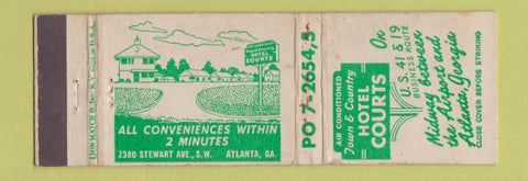 Matchbook Cover - Town & Country Hotel Courts Atlanta GA WORN