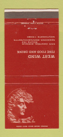 Matchbook Cover - West Wind Restaurant Seekonk MA 30 Strike