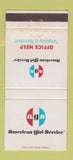 Matchbook Cover - American Girl Temp Service Employment WEAR 30 Strike