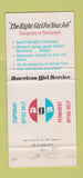 Matchbook Cover - American Girl Temp Service Employment WEAR 30 Strike