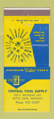 Matchbook Cover - Central Tool Supply Battle Creek MI Putnam Tools 30 Strike